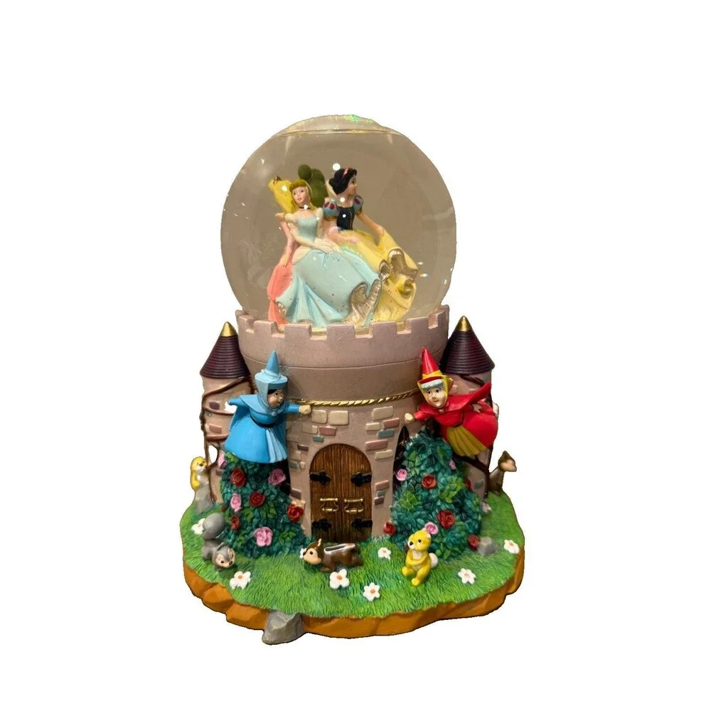 Disney Parks Princess Castle Snow Globe Cinderella Snow White Aurora Music Box